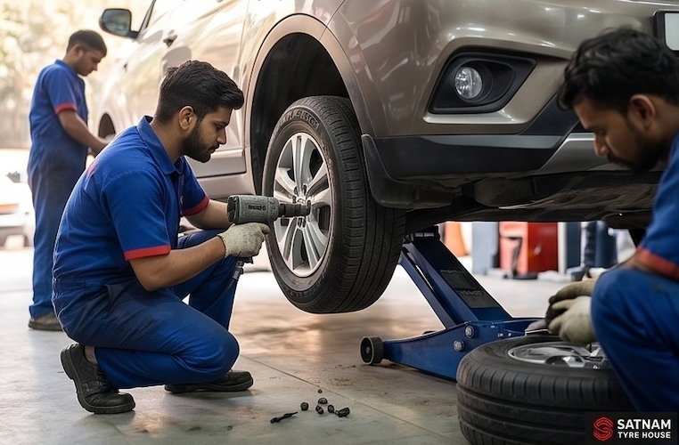 Tyre rotation service at Satnam Tyre House Delhi to extend tyre life